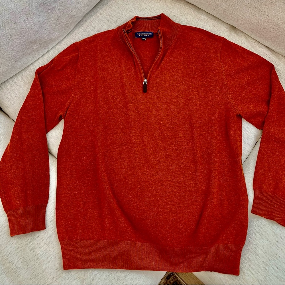 Roundtree & Yorke Men's Zip-Up Sweater in Orange